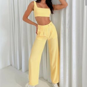 Princess Polly Huxley Set in Yellow Size US 4 - Trousers and Crop Top